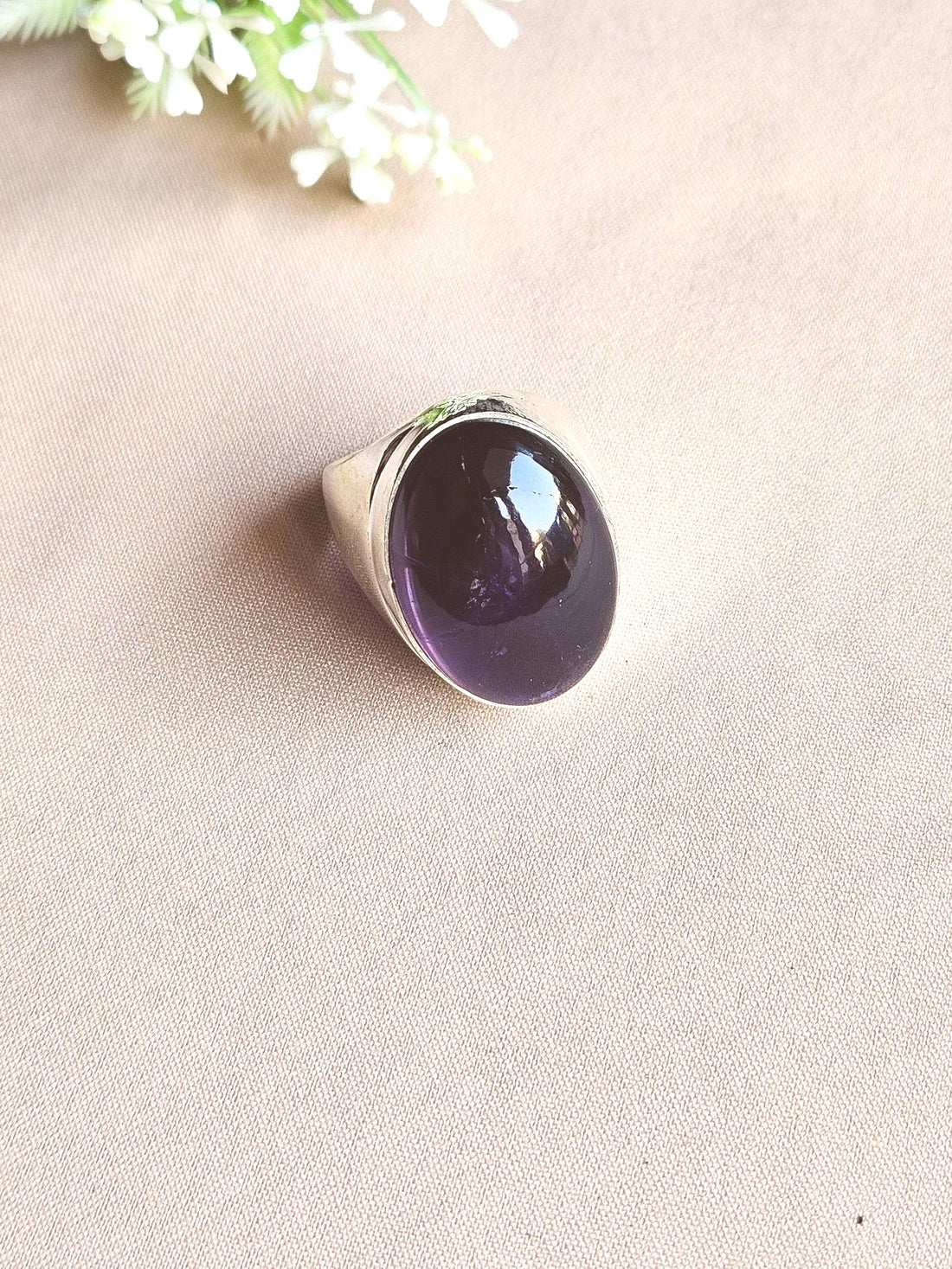 Natural Amethyst Stone Ring for Men – Silver Plated GS Handcrafted Designer Ring