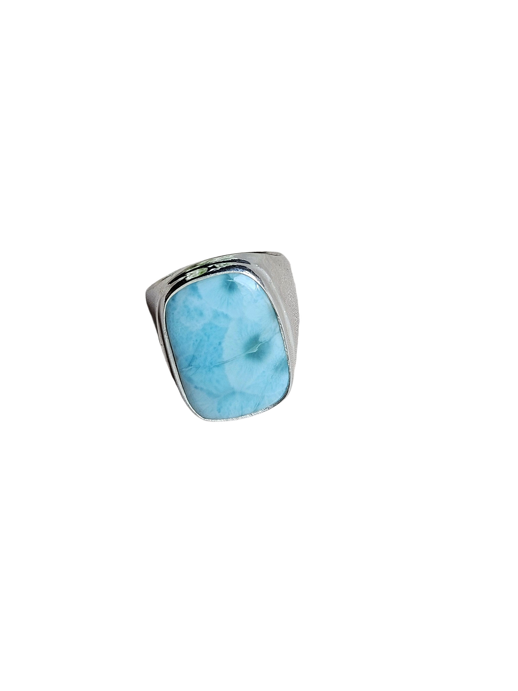 Artisan Larimar Gemstone Ring – Silver Plated GS Ring for Men