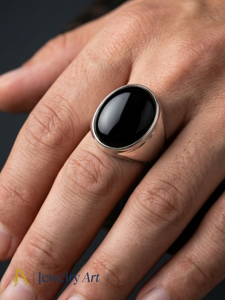 Men's fashion featuring handcrafted Black Onyx GS ring
