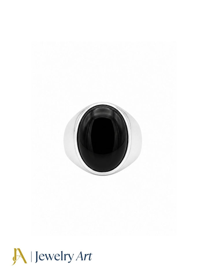 Handcrafted Black Onyx silver plated designer ring for men
