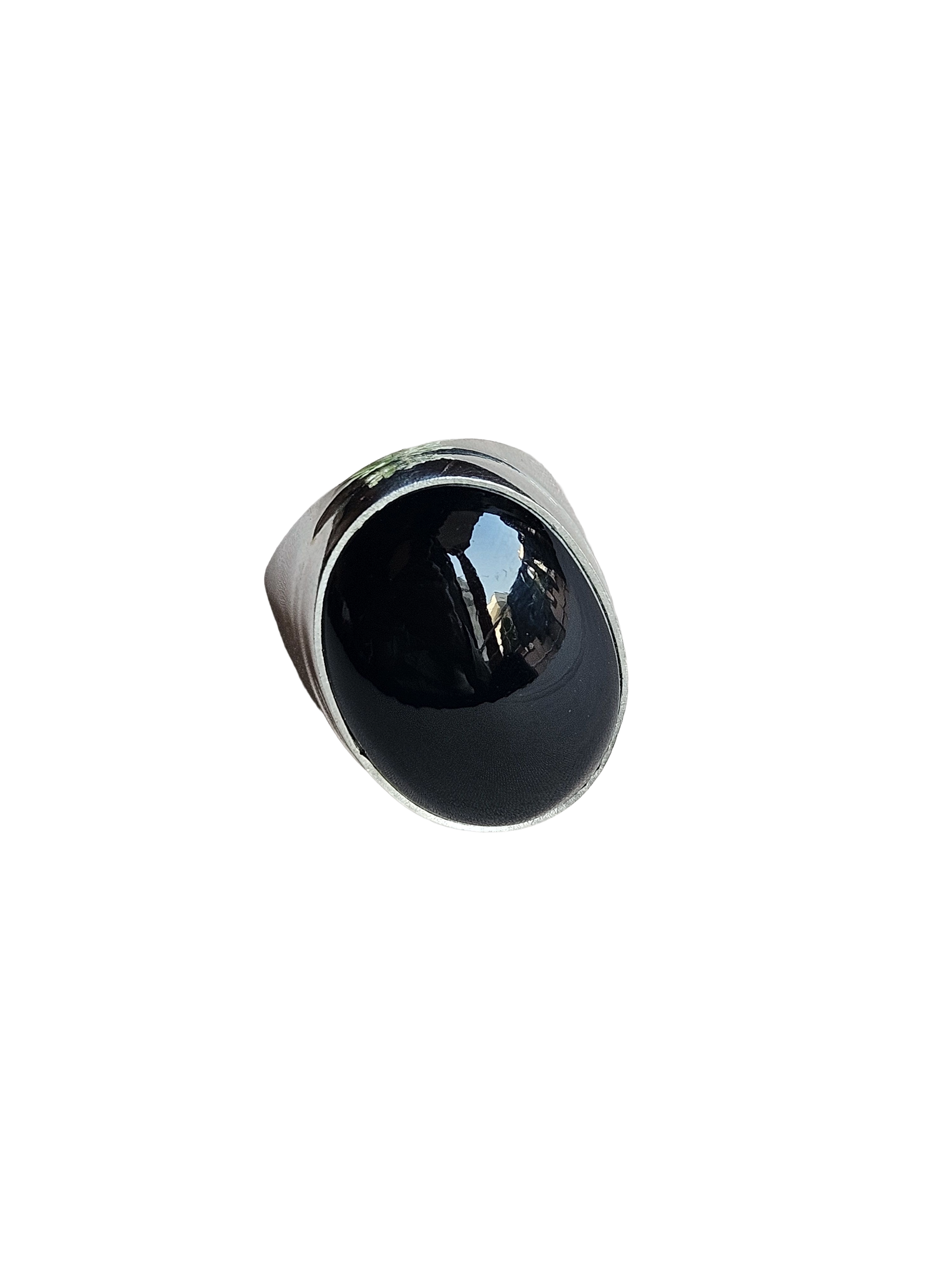 Artisan Black Onyx Gemstone Ring – Silver Plated GS Ring for Men