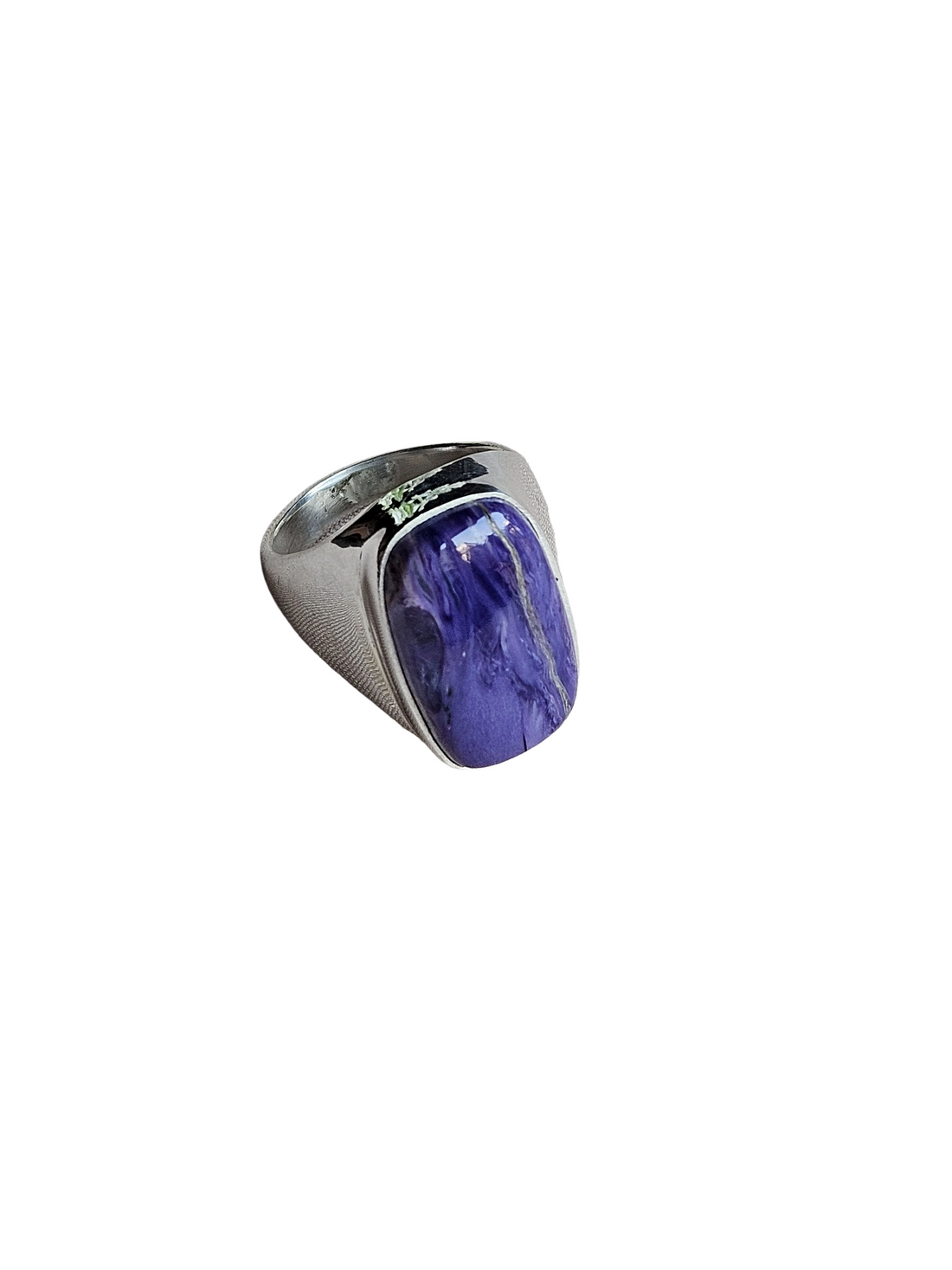 Handcrafted Charoite Gemstone Ring for Men – Silver Plated GS Designer Statement Ring