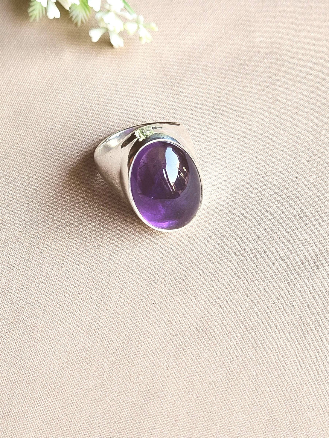 Artisan Amethyst Gemstone Ring – Silver Plated GS Ring for Men