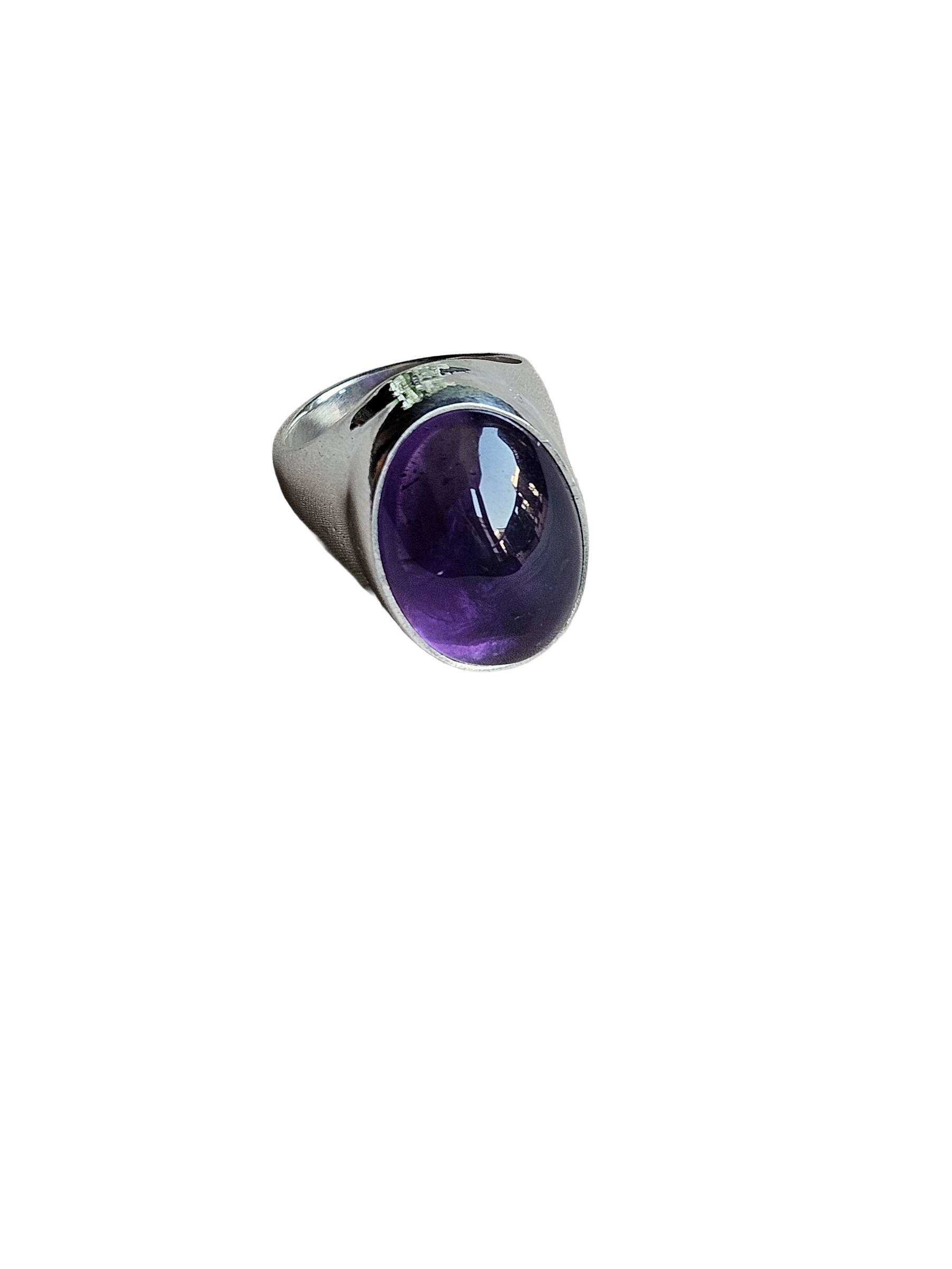 Artisan Amethyst Gemstone Ring – Silver Plated GS Ring for Men