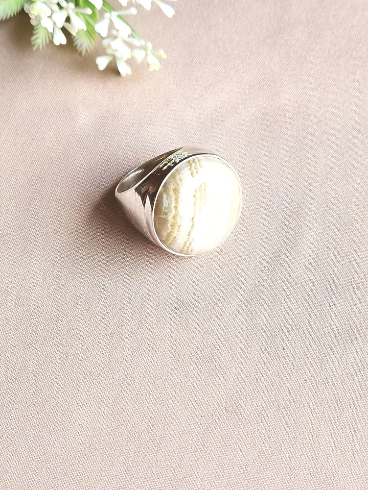 Men’s Natural Jasper Ring – Handcrafted Silver Overlay GS Unique Artisan Jewelry