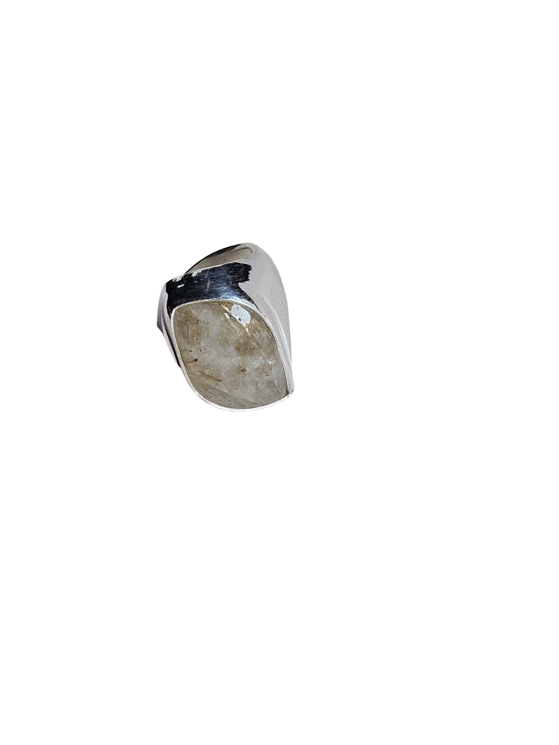 Handcrafted Rutile Quartz Gemstone Ring for Men – Silver Plated GS Designer Statement Ring