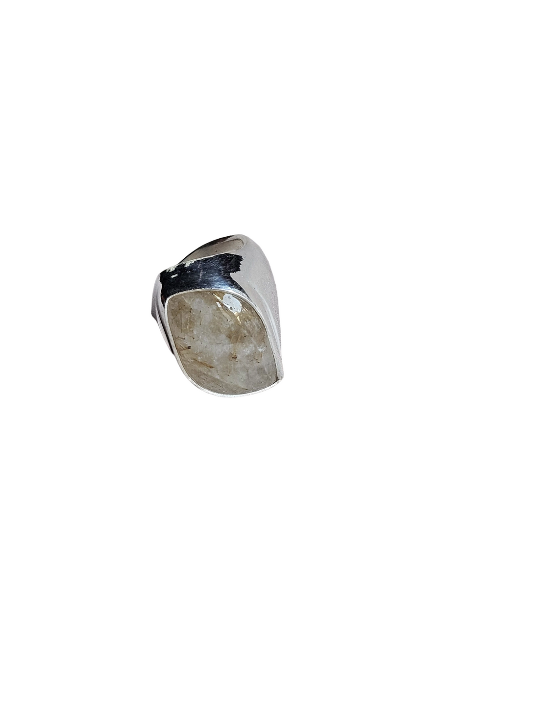 Handcrafted Rutile Quartz Gemstone Ring for Men – Silver Plated GS Designer Statement Ring