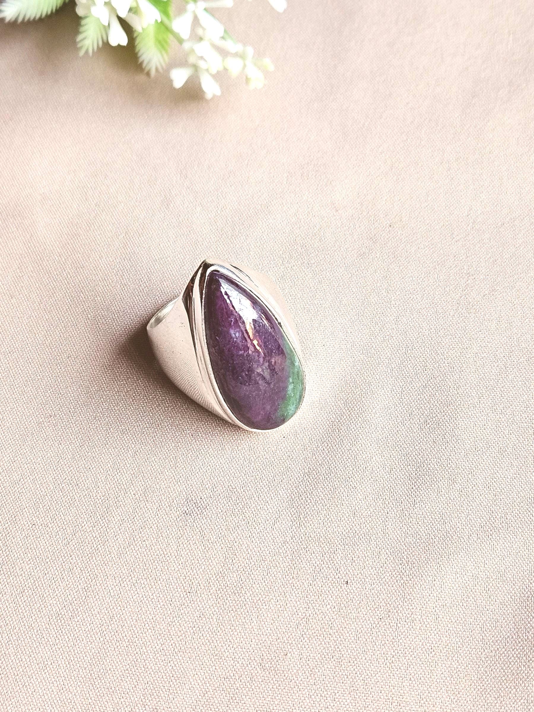 Artisan Ruby Zoisite Gemstone Ring – Silver Plated GS Ring for Men