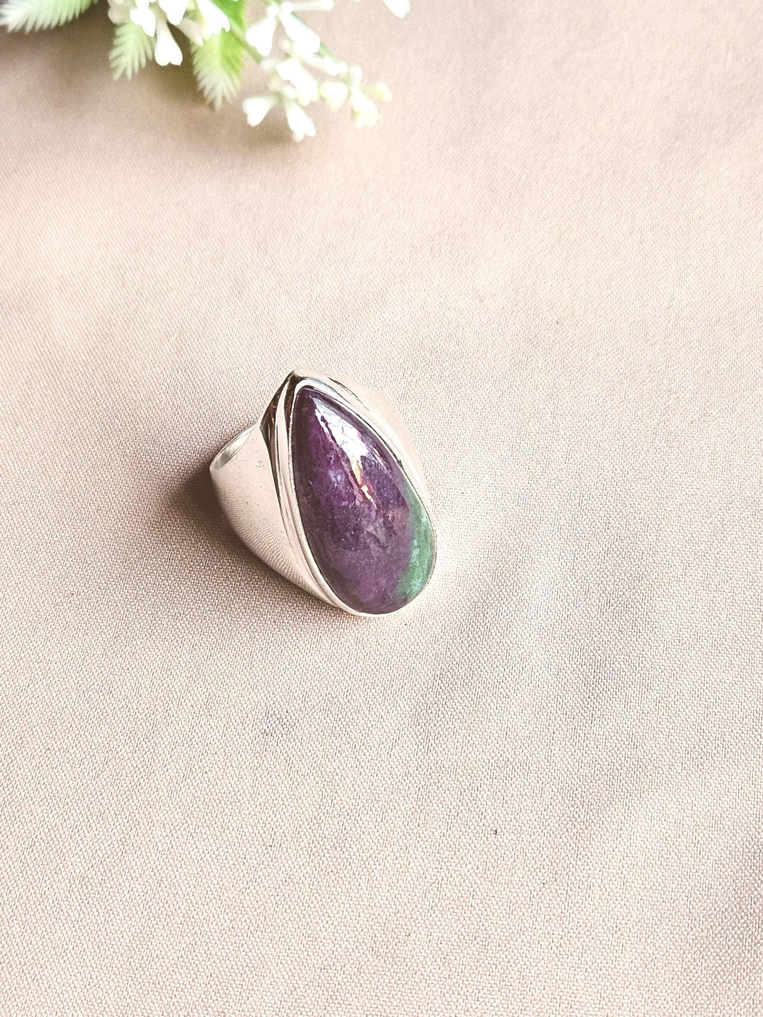 Artisan Ruby Zoisite Gemstone Ring – Silver Plated GS Ring for Men