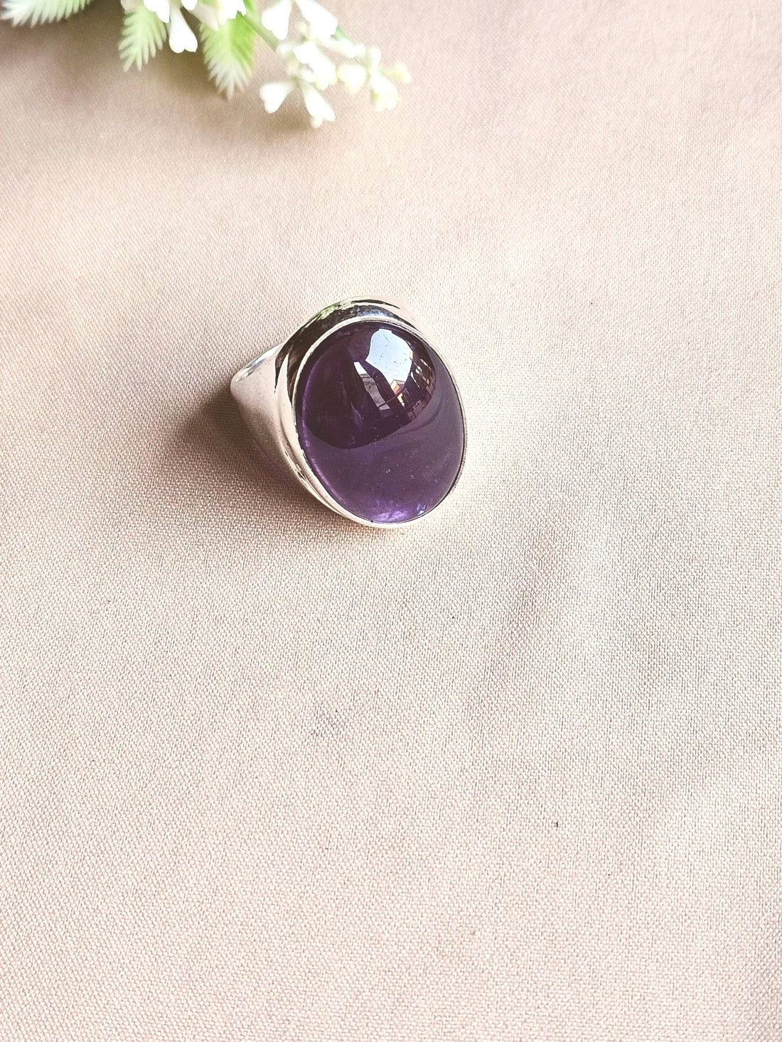 Artisan Amethyst Gemstone Ring – Silver Plated GS Ring for Men