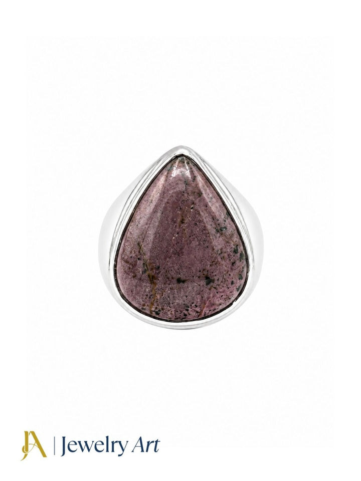 Fashionable men's Natural Jasper gemstone artisan statement ring
