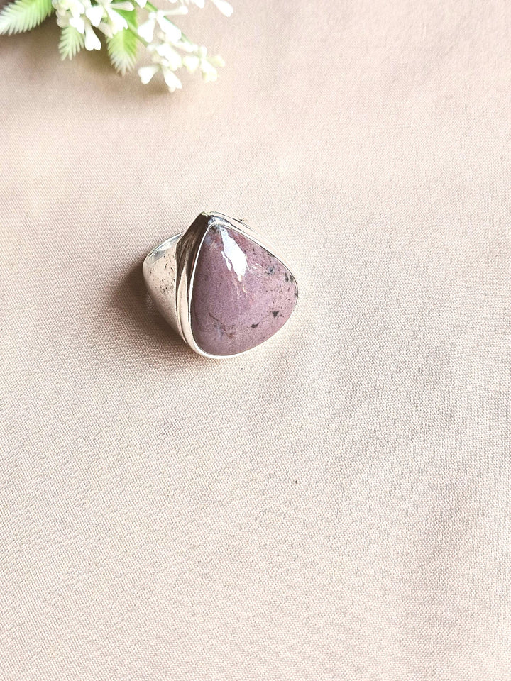 Men’s Natural Jasper Ring – Handcrafted Silver Overlay GS Unique Artisan Jewelry