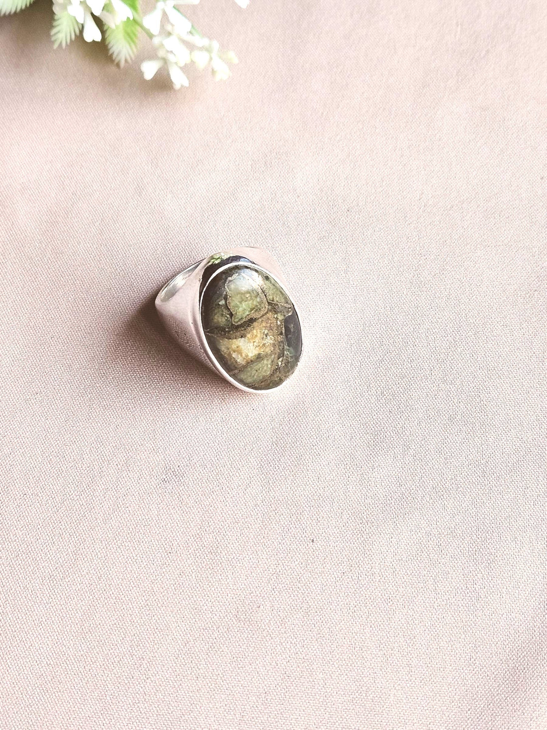 Men’s Natural Copper Chrysocola Ring – Handcrafted Silver Overlay GS Unique Artisan Jewelry