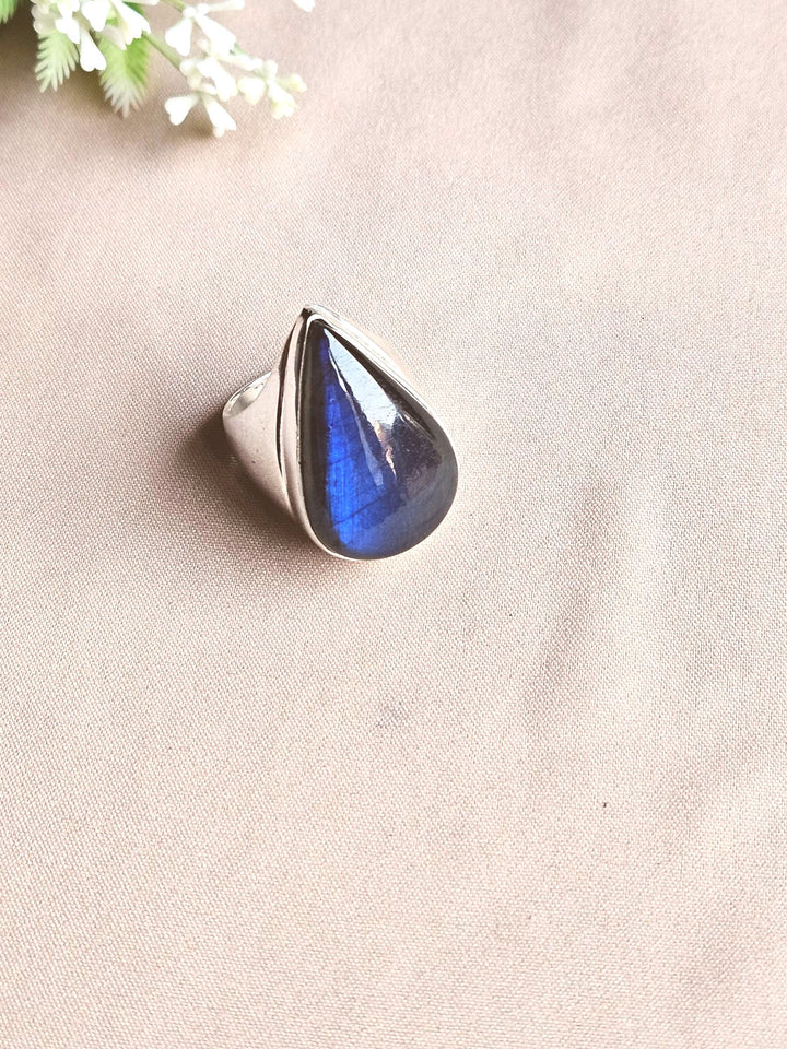 Natural Labradorite Ring for Men – Handcrafted Silver Plated GS Designer Ring