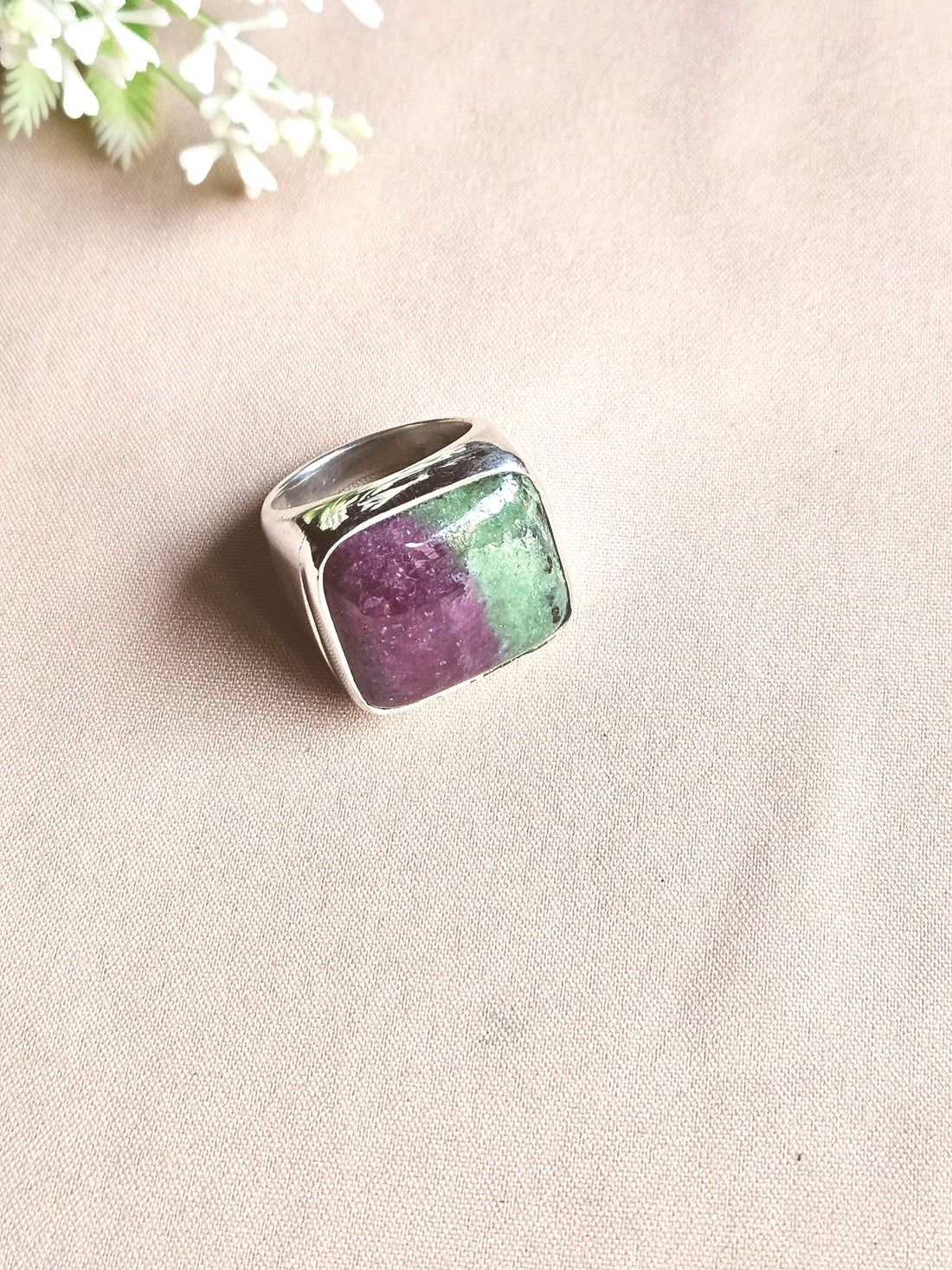 Artisan Ruby Zoisite Gemstone Ring – Silver Plated GS Ring for Men
