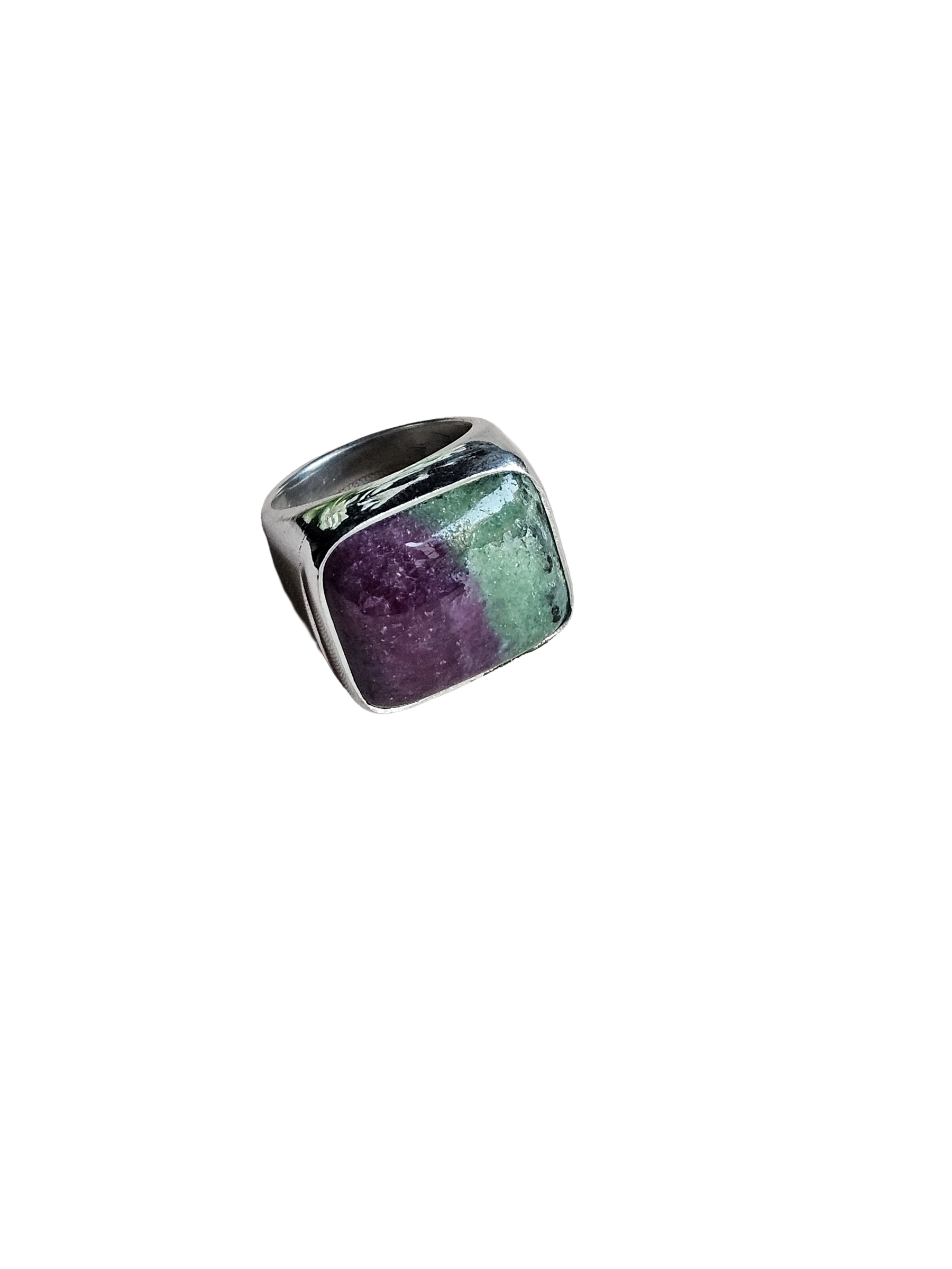 Artisan Ruby Zoisite Gemstone Ring – Silver Plated GS Ring for Men
