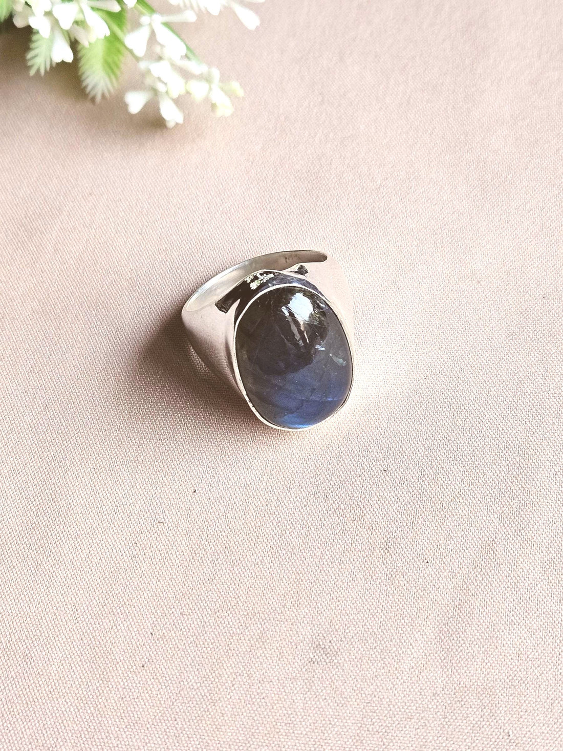 Natural Labradorite Ring for Men – Handcrafted Silver Plated GS Designer Ring
