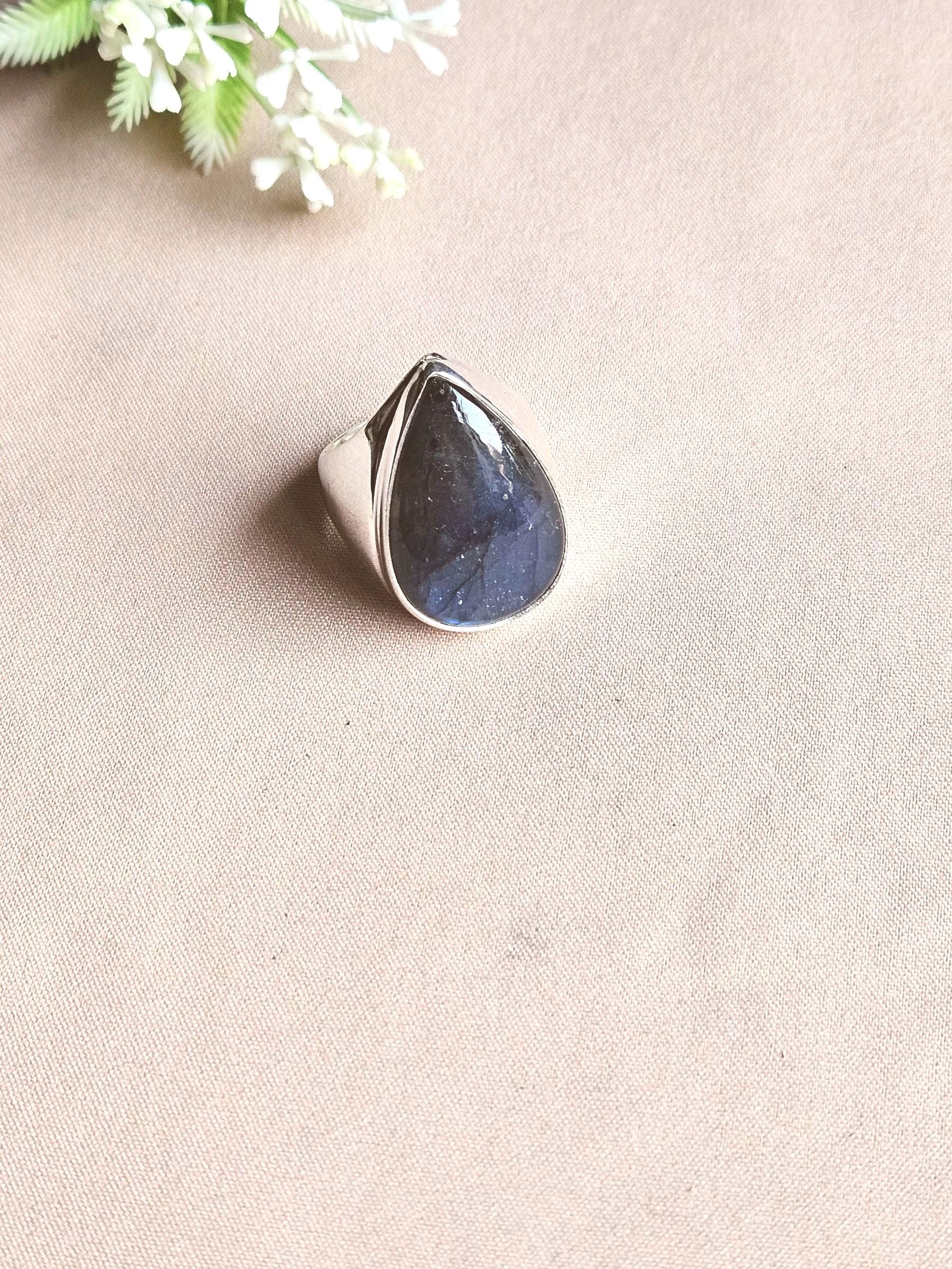 Natural Labradorite Ring for Men – Handcrafted Silver Plated GS Designer Ring