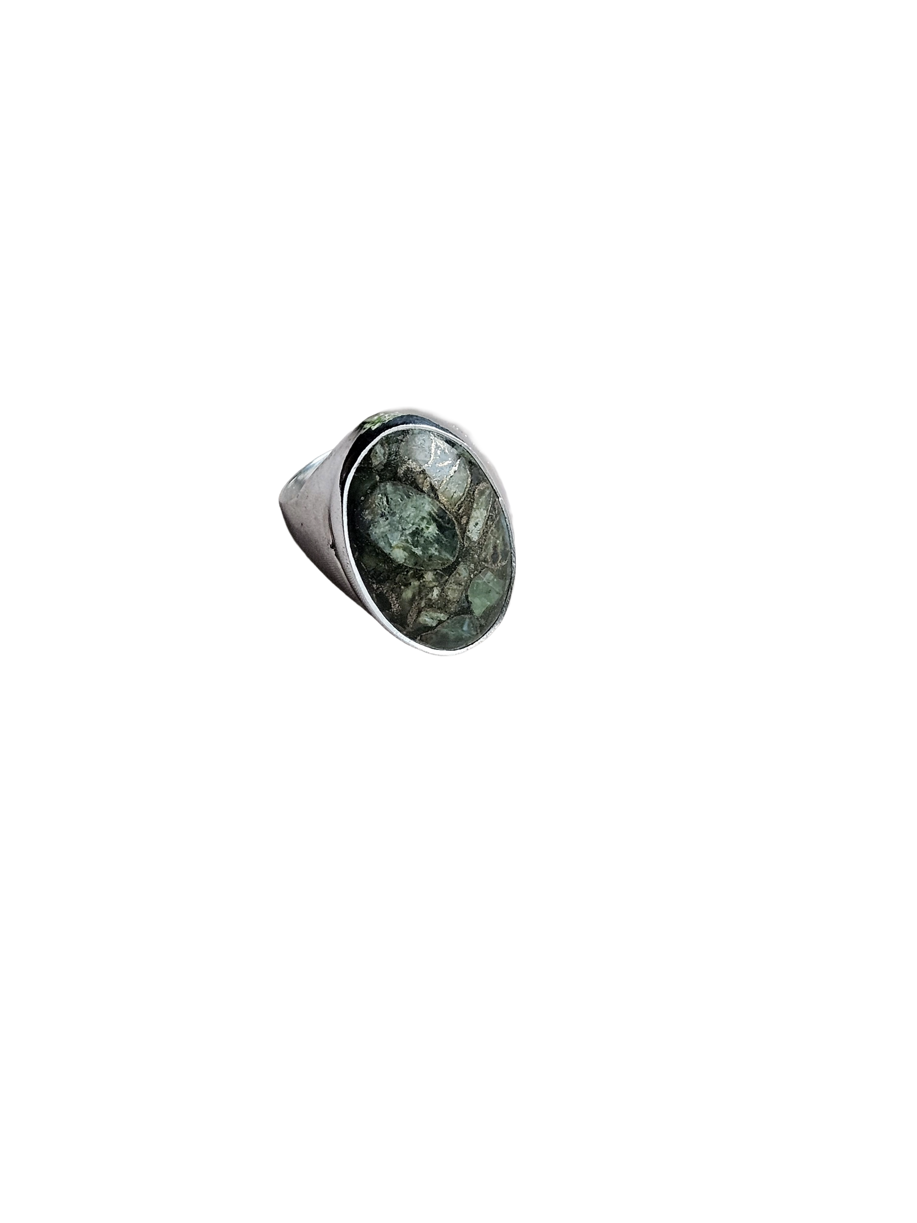 Men’s Natural Copper Chrysocola Ring – Handcrafted Silver Overlay GS Unique Artisan Jewelry