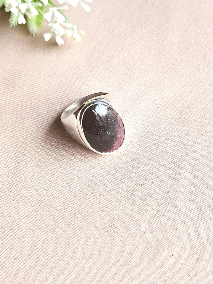 Artisan Ruby Zoisite Gemstone Ring – Silver Plated GS Ring for Men
