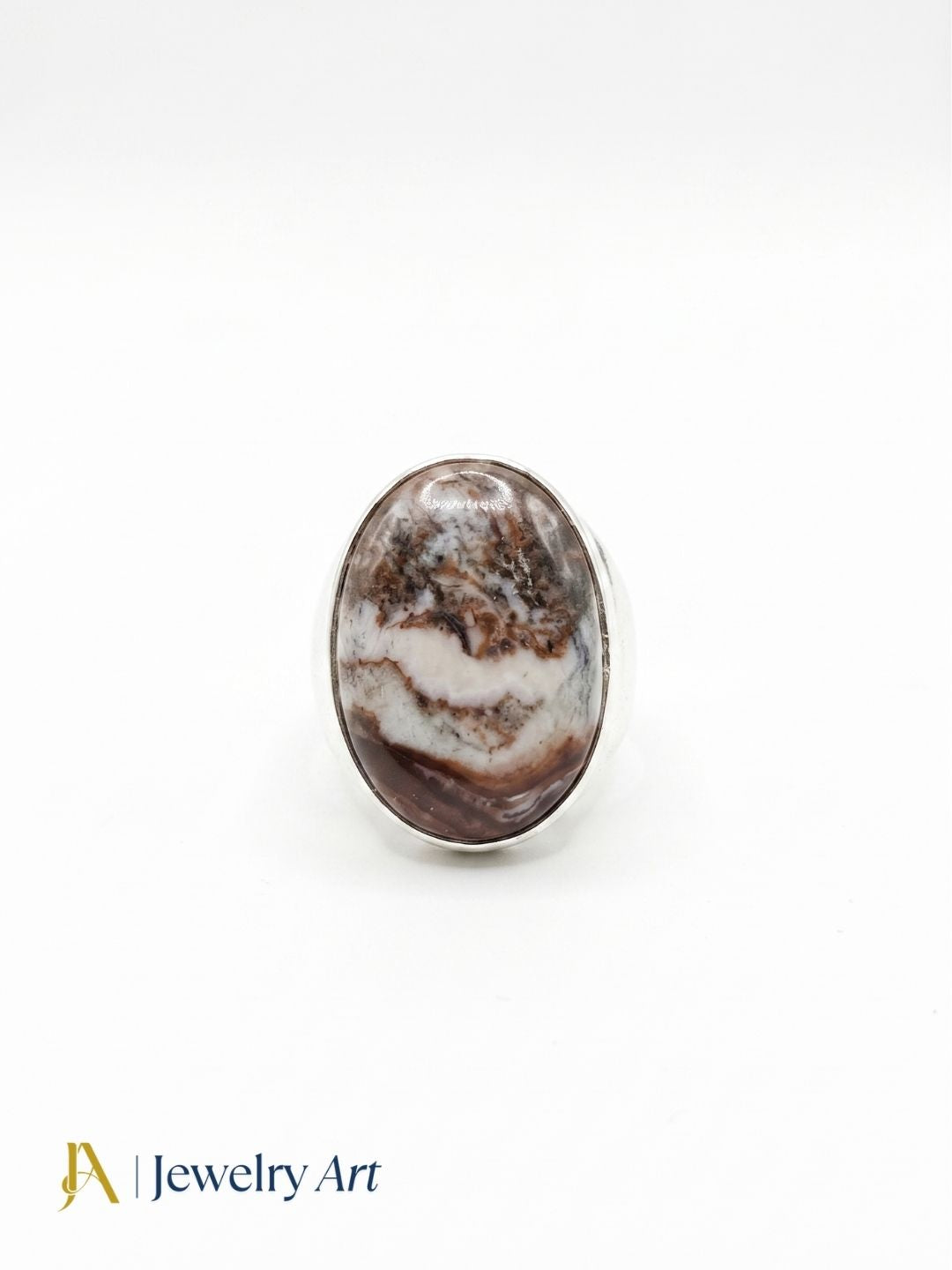 Stylish Picture Jasper Gemstone Ring for Men – Silver Plated GS Handmade Designer Ring