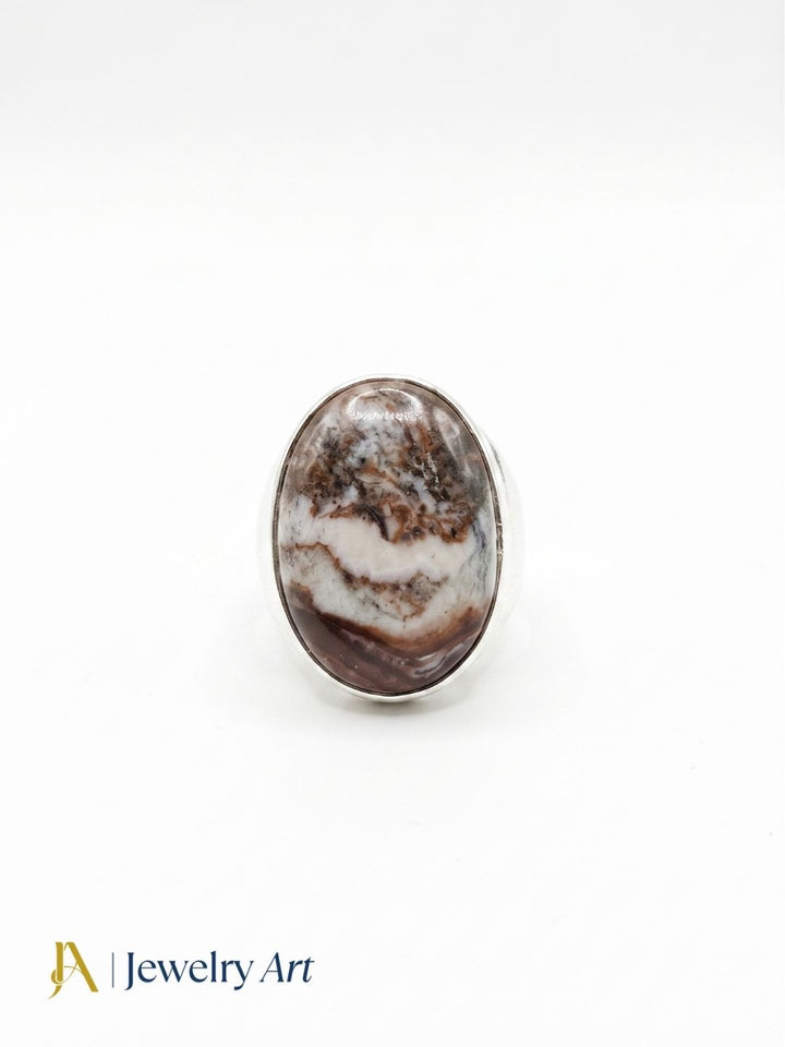 Stylish Picture Jasper Gemstone Ring for Men – Silver Plated GS Handmade Designer Ring