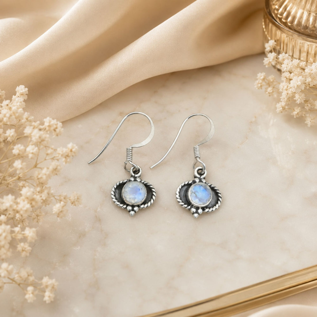 Rainbow Moonstone 925 Sterling Silver Earrings, Drop Dangle Earrings, Handmade Gemstone Jewelry, Gift for Women