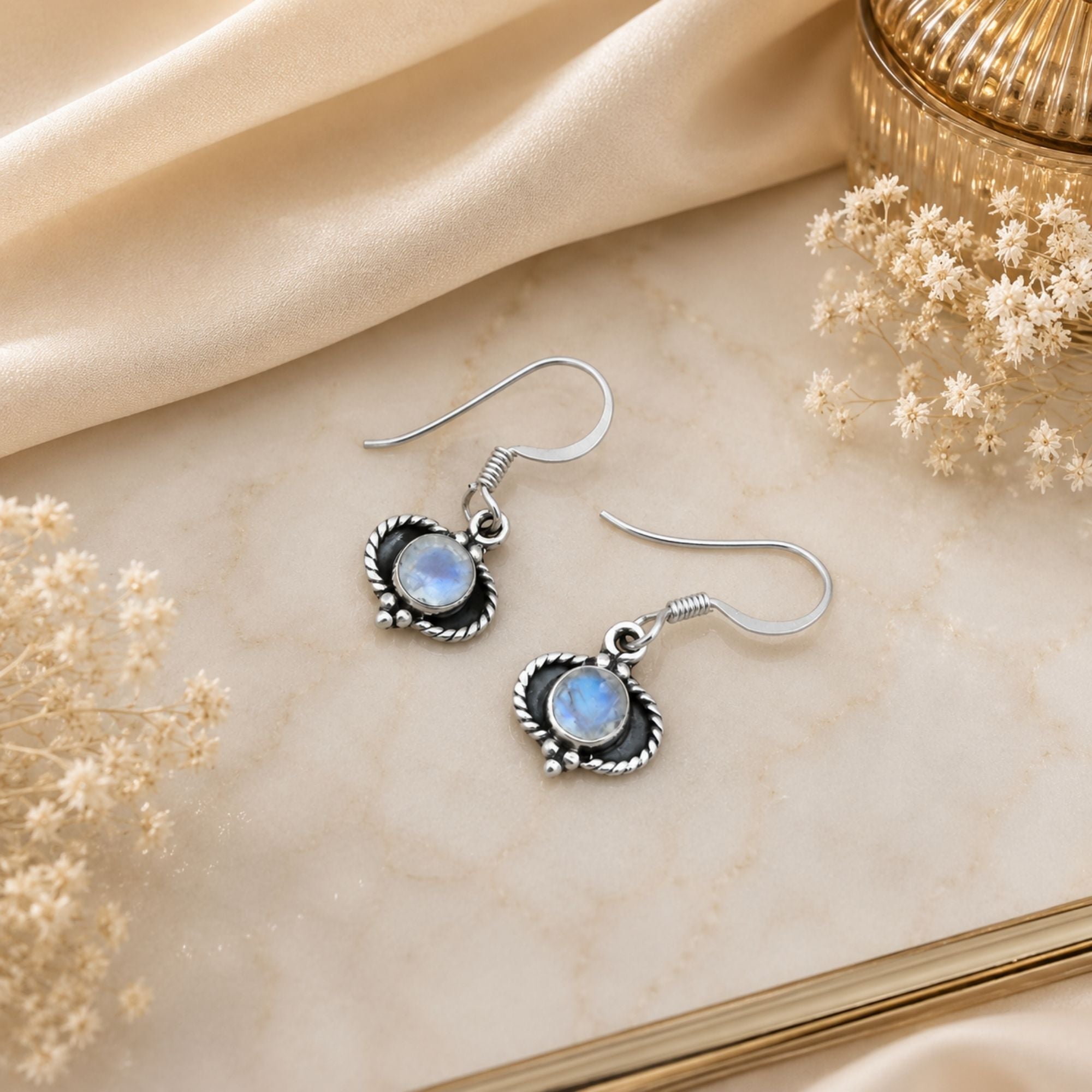 Rainbow Moonstone 925 Sterling Silver Earrings, Drop Dangle Earrings, Handmade Gemstone Jewelry, Gift for Women