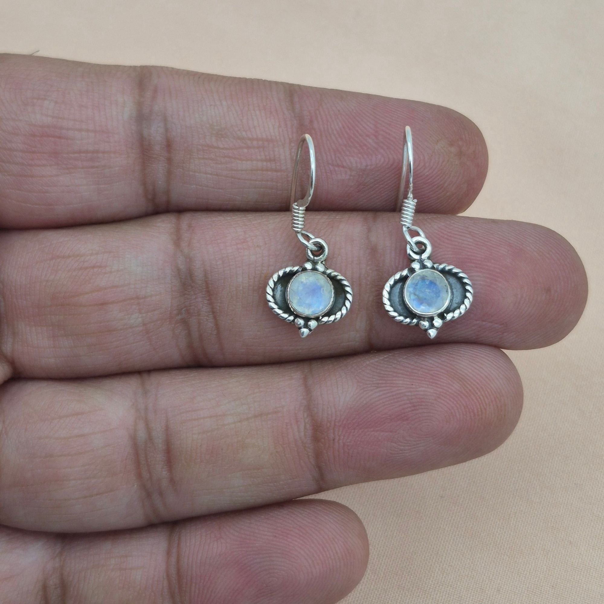 Rainbow Moonstone 925 Sterling Silver Earrings, Drop Dangle Earrings, Handmade Gemstone Jewelry, Gift for Women