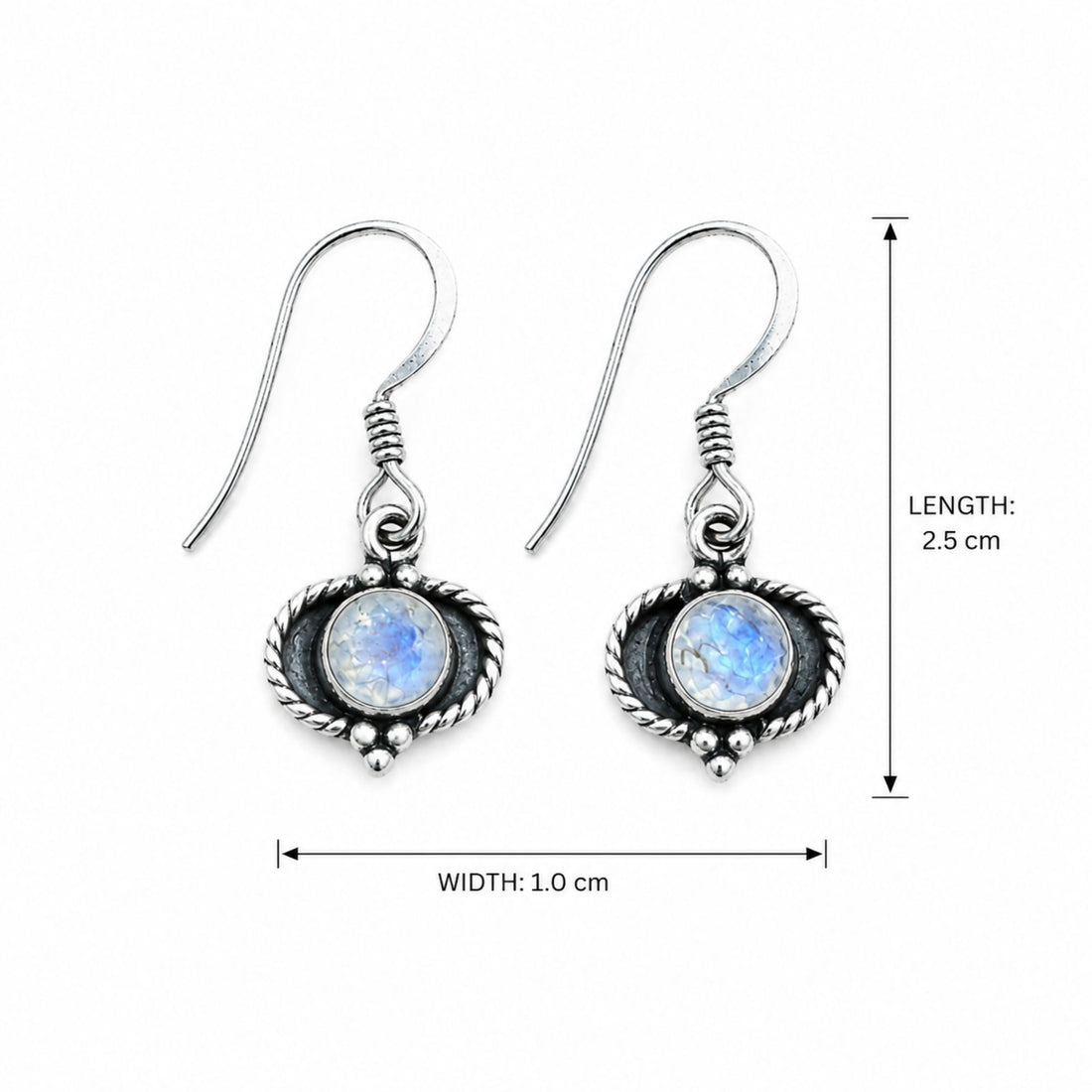 Rainbow Moonstone 925 Sterling Silver Earrings, Drop Dangle Earrings, Handmade Gemstone Jewelry, Gift for Women