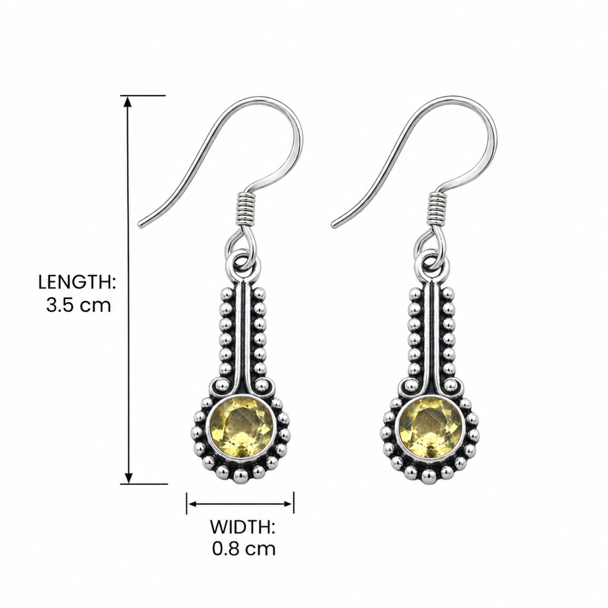 Citrine Earrings, 925 Sterling Silver Dangle Earrings, Natural Gemstone Jewelry, Birthstone Gift for Women