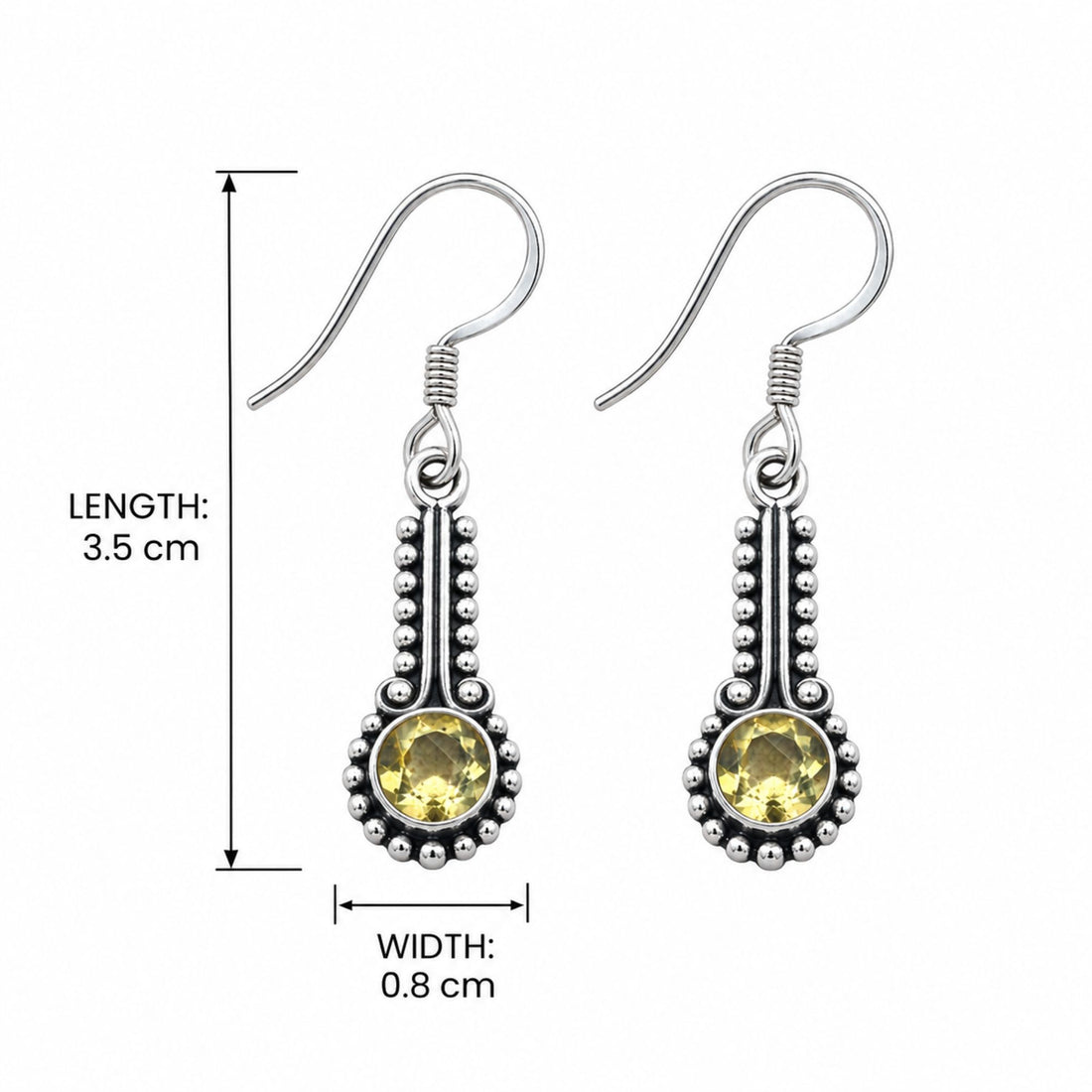 Citrine Earrings, 925 Sterling Silver Dangle Earrings, Natural Gemstone Jewelry, Birthstone Gift for Women