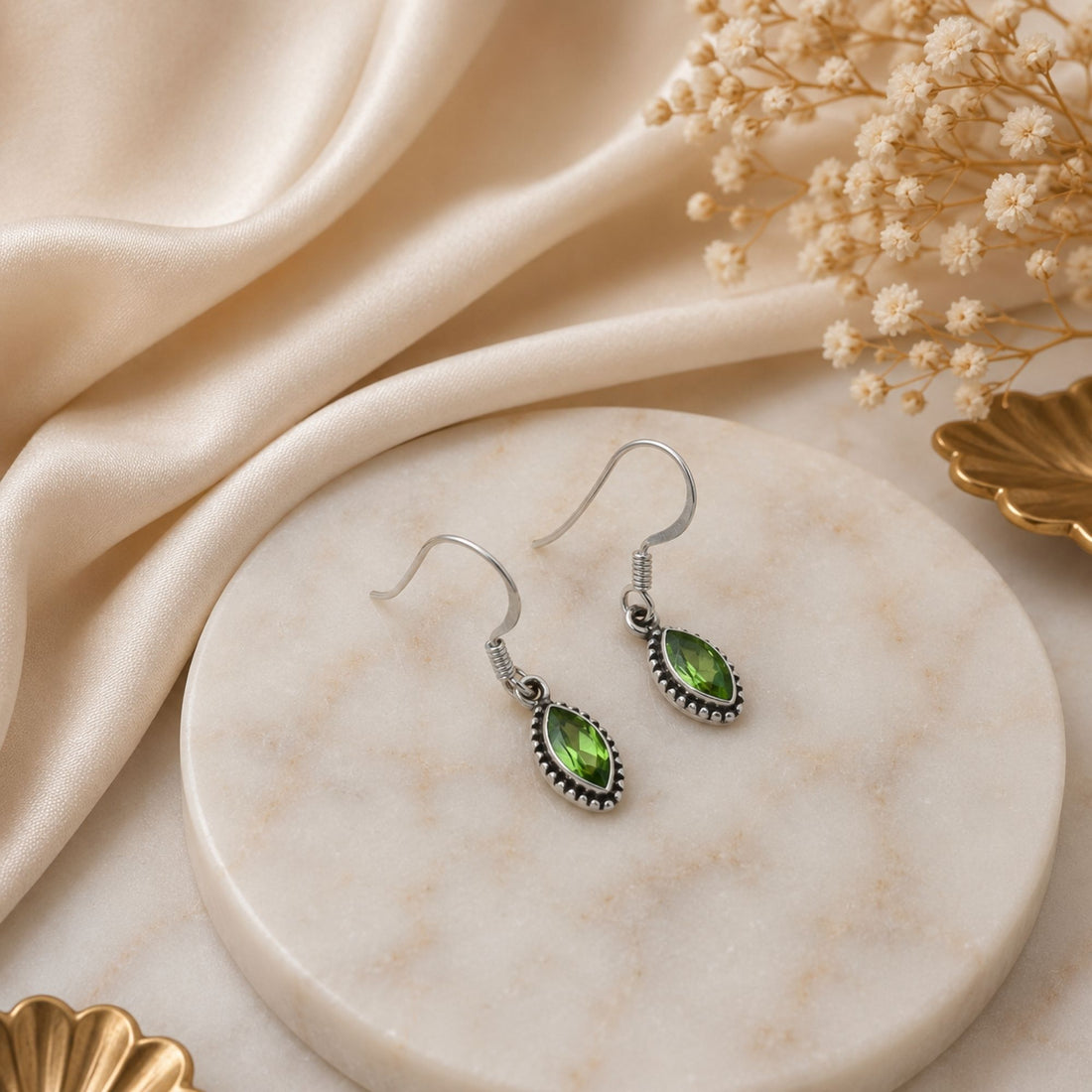 Peridot 925 Sterling Silver Earrings, Drop Dangle Earrings, August Birthstone Jewelry, Handmade Gemstone Gift for Women