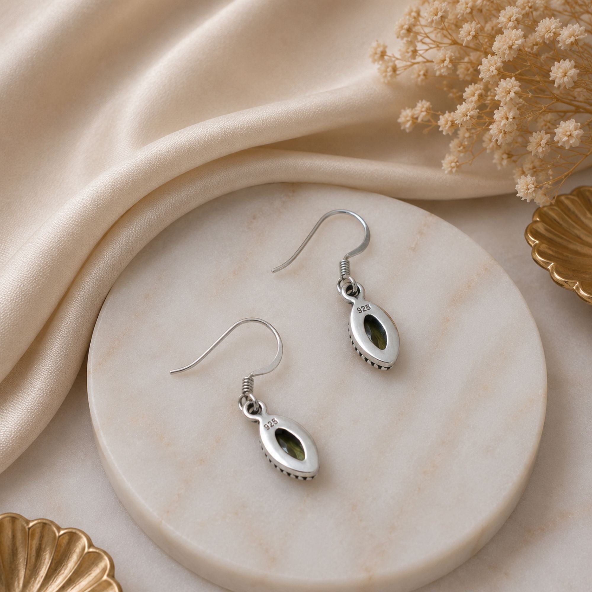 Peridot 925 Sterling Silver Earrings, Drop Dangle Earrings, August Birthstone Jewelry, Handmade Gemstone Gift for Women
