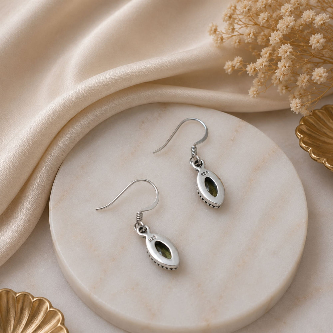 Peridot 925 Sterling Silver Earrings, Drop Dangle Earrings, August Birthstone Jewelry, Handmade Gemstone Gift for Women