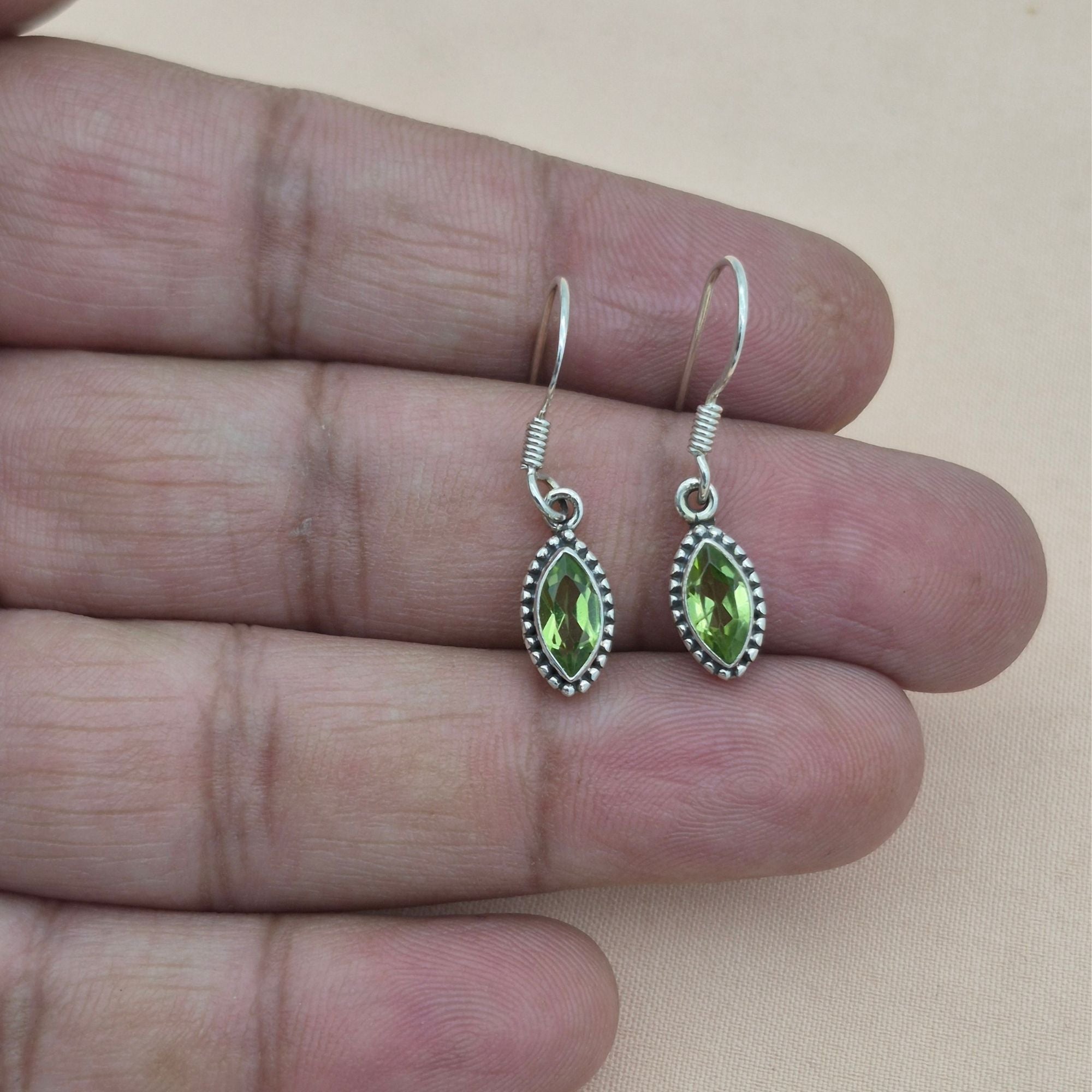 Peridot 925 Sterling Silver Earrings, Drop Dangle Earrings, August Birthstone Jewelry, Handmade Gemstone Gift for Women