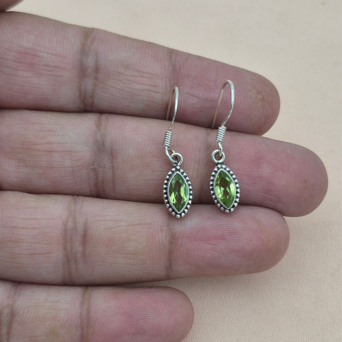Peridot 925 Sterling Silver Earrings, Drop Dangle Earrings, August Birthstone Jewelry, Handmade Gemstone Gift for Women