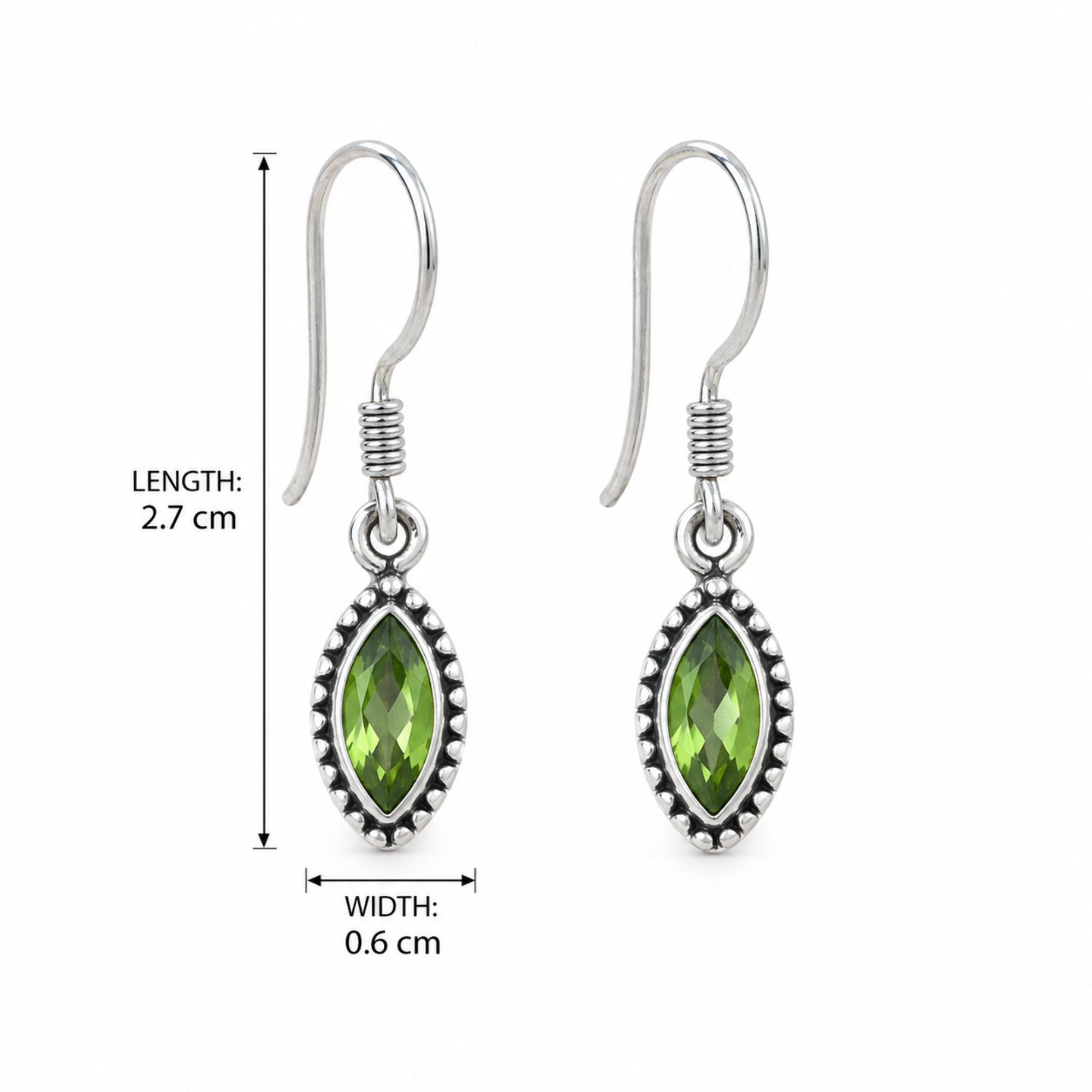 Peridot 925 Sterling Silver Earrings, Drop Dangle Earrings, August Birthstone Jewelry, Handmade Gemstone Gift for Women