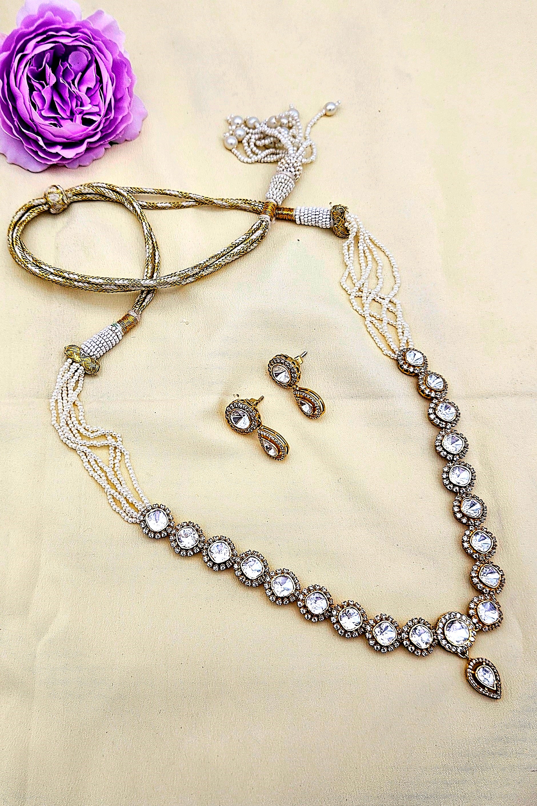 Gold plated 925 sterling silver choker necklace with matching earrings, elegant design for women
