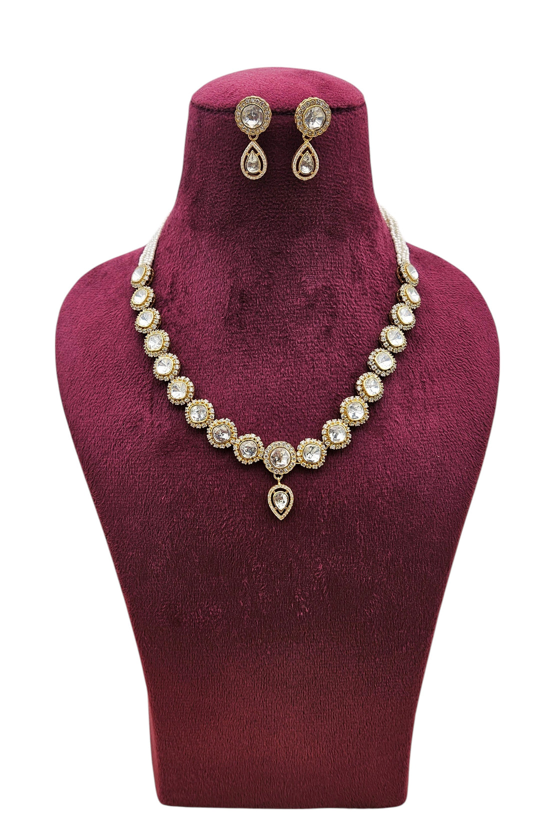 Stylish gold plated sterling silver choker and matching earrings, designed for women’s formal and festive wear
