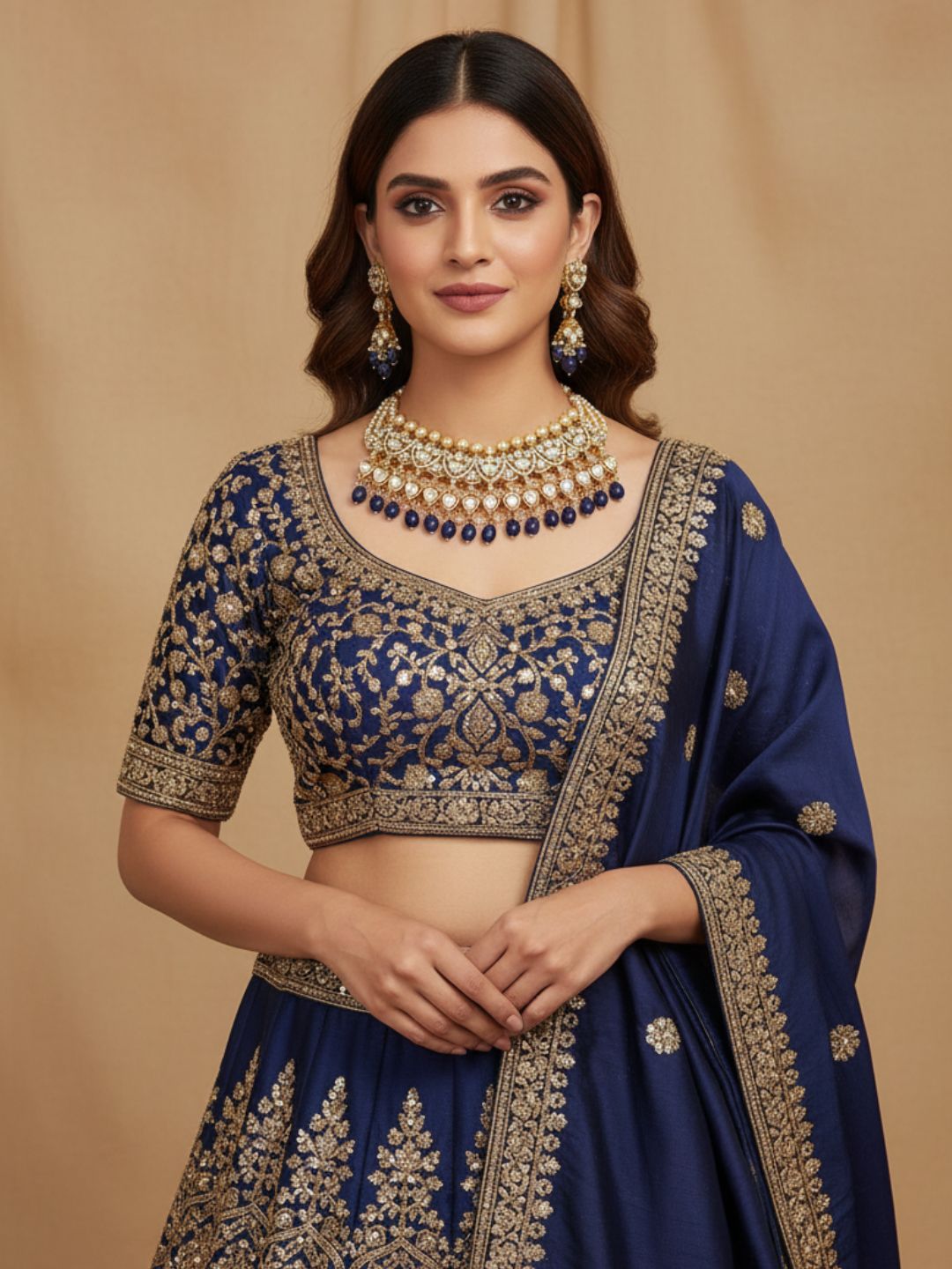 Amazing Gold plated Sterling Silver Choker Necklace-Earring Set