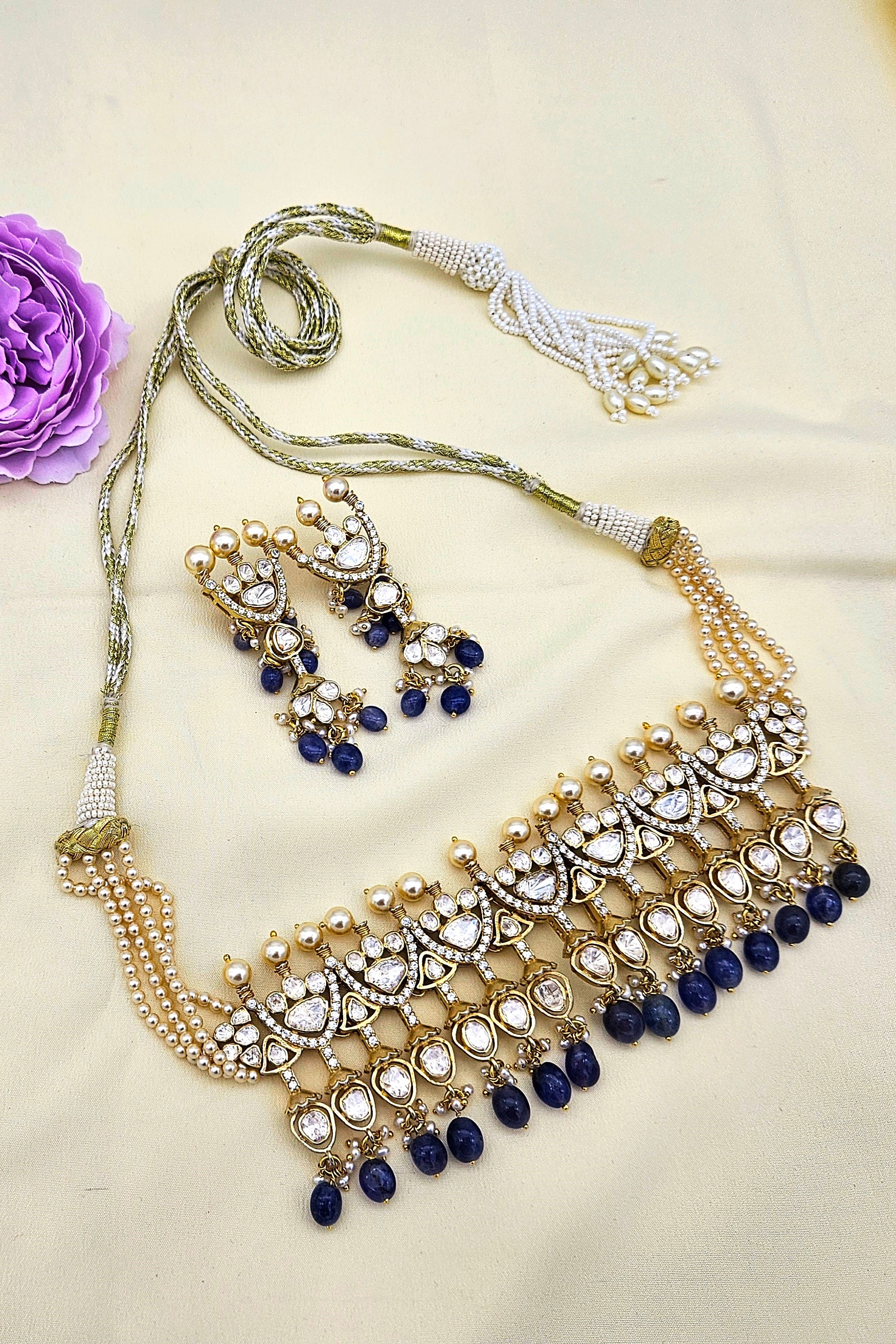 Gold plated sterling silver choker and earring set – amazing designer jewelry for special occasions"
