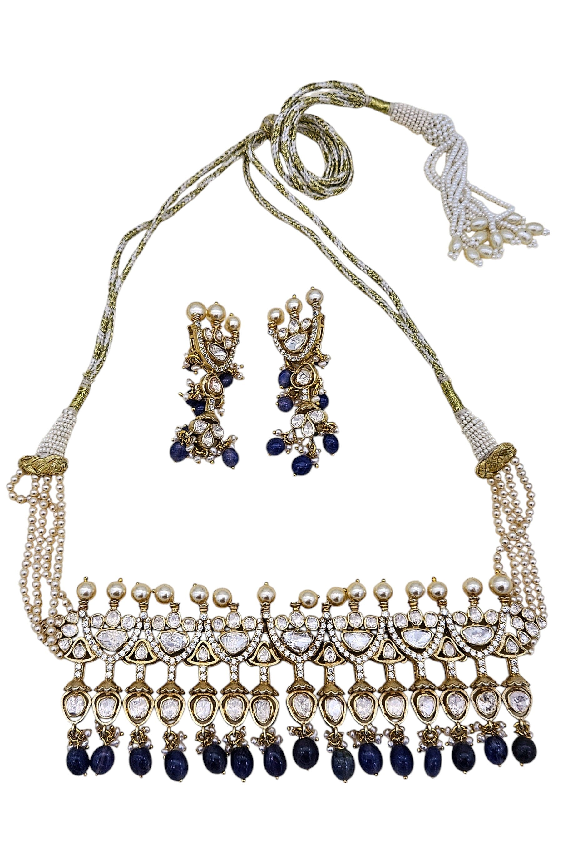 Gold plated sterling silver choker and earring set – designer women’s jewelry for special occasions
