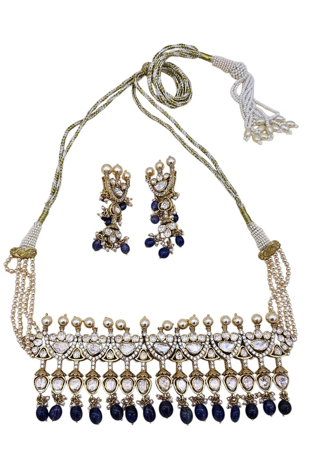 Gold plated sterling silver choker and earring set – designer women’s jewelry for special occasions
