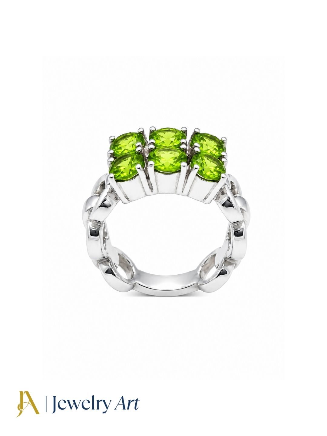 925 sterling silver Peridot stone handcrafted finger ring isolated on white