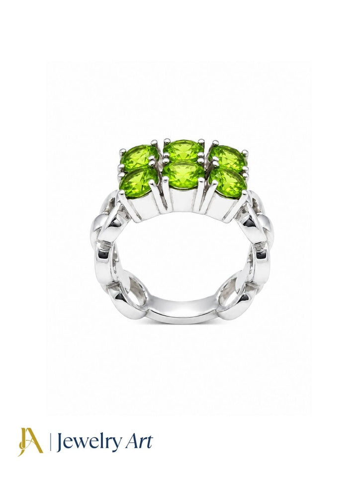 925 sterling silver Peridot stone handcrafted finger ring isolated on white