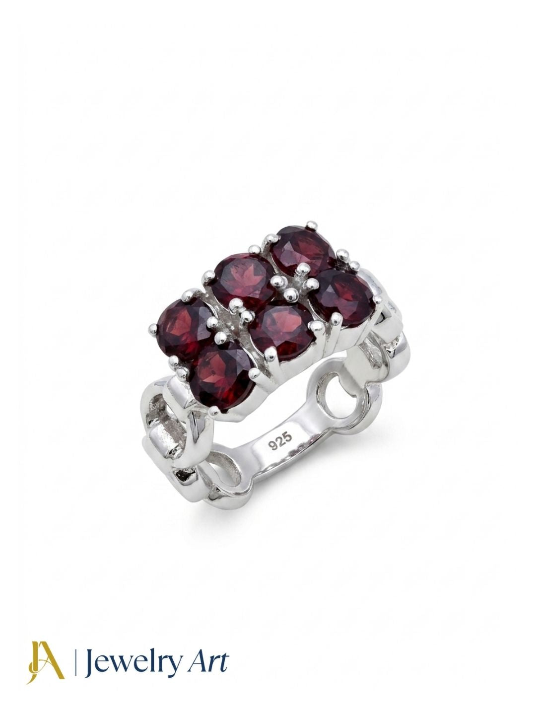 Luxury 925 sterling silver Garnet gemstone artisan ring