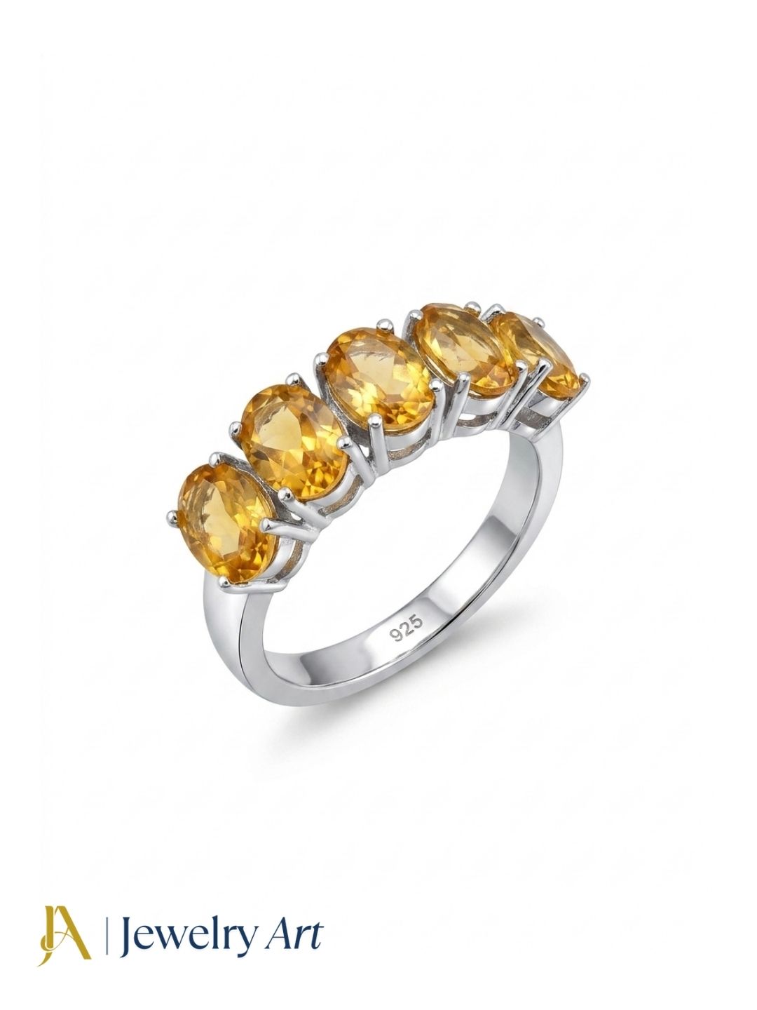 Fine 925 Sterling Silver Citrine Stone Designer Finger Ring