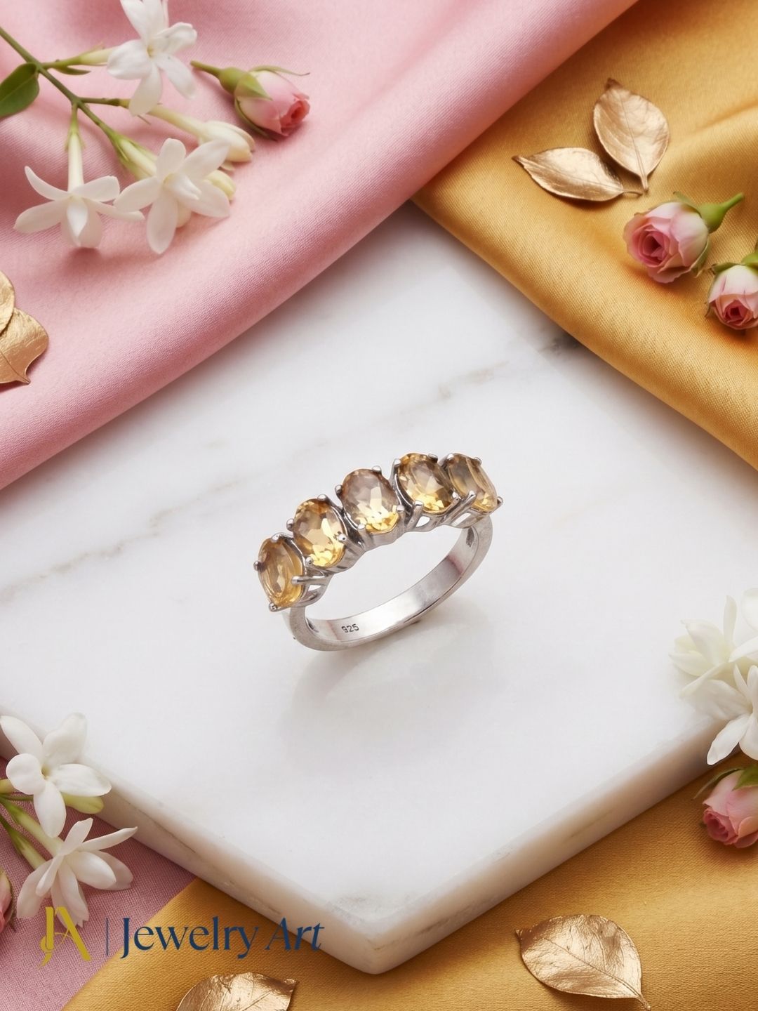 Fine 925 Sterling Silver Citrine Stone Designer Finger Ring
