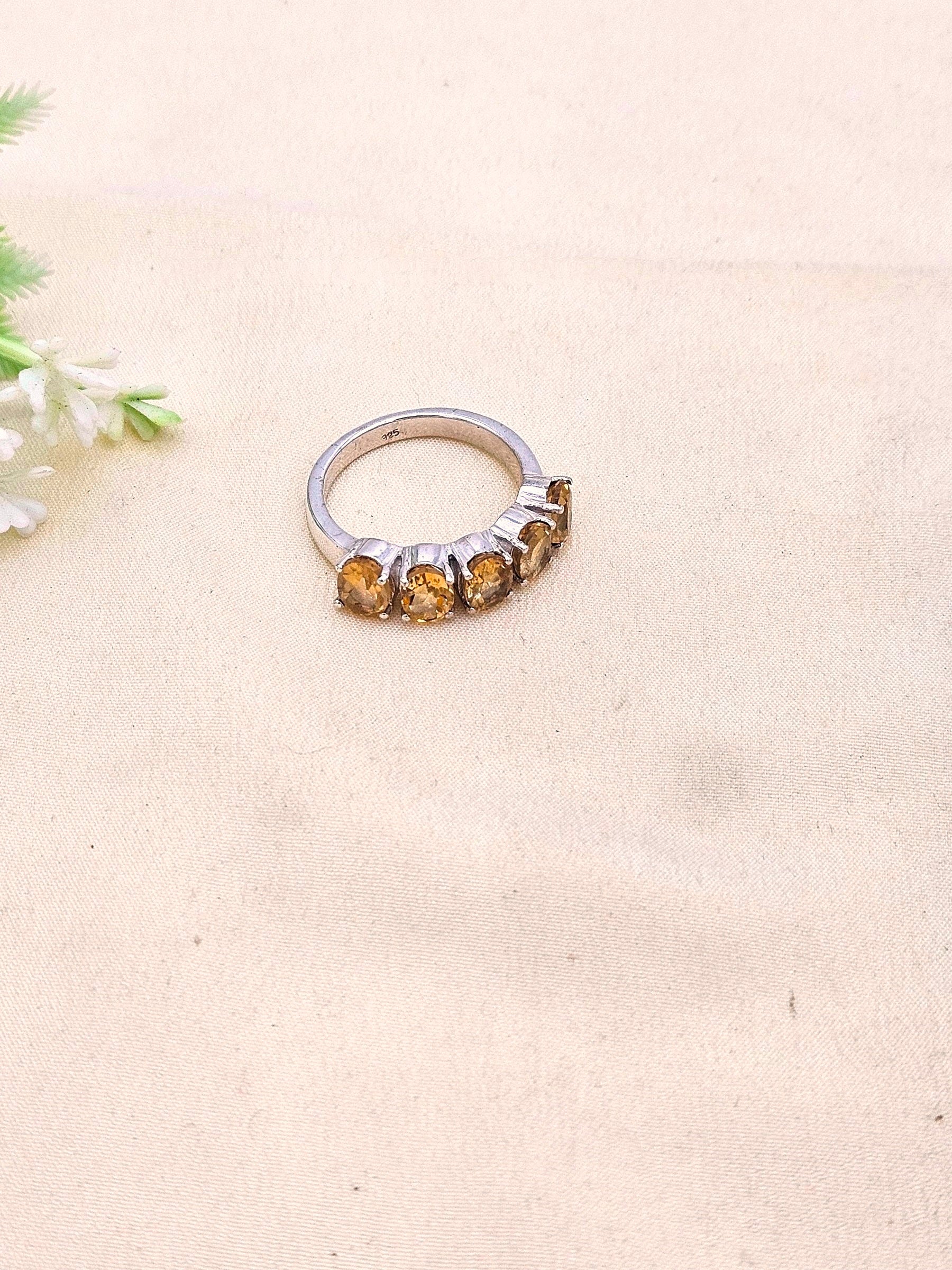 Fine 925 Sterling Silver Citrine Stone Designer Finger Ring
